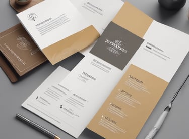 A detailed branding package including logo, business cards, and stationery.