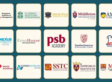 a number of logos on a blue background