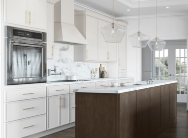 White kitchen cabinets with golden handles
