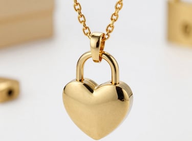 Close-up of a delicate gold necklace with a small pendant resting on a soft fabric background.