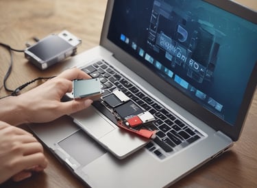 Technician working on a USB recovery with dedicated tools.