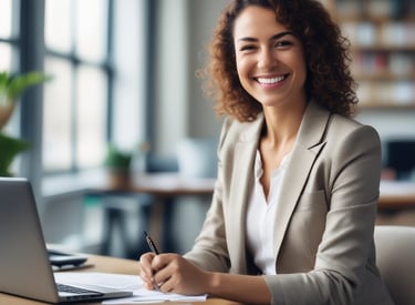 woman at computer with papers