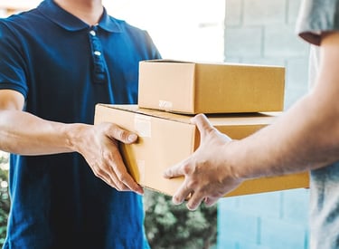 Delivery man handling the parcel