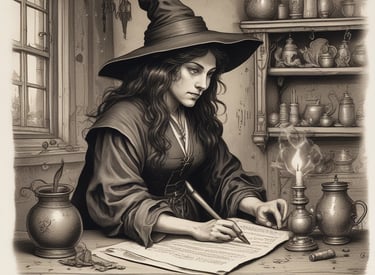 A handcrafted wooden box with intricate purple and yellow carvings, slightly open to reveal glowing light.