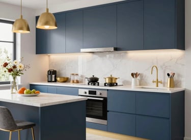 Luxurious bathroom featuring marble surfaces and soft ambient light.