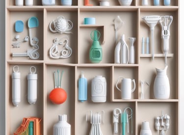 Eco-friendly PETG 3D printed household items with smooth finishes and vibrant colors.