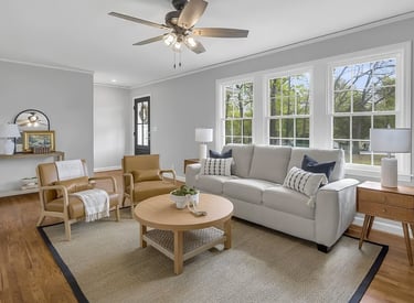 renovated home in mauldin living room staged by staging house