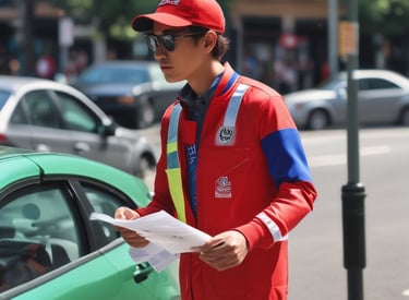 Close-up of hands distributing flyers to local residents.