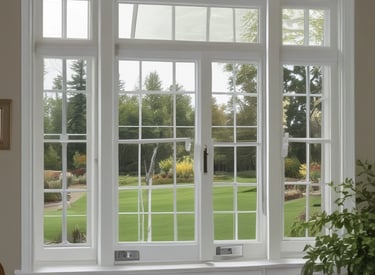 A modern sliding window partially open, showing a sleek frame and outdoor patio.