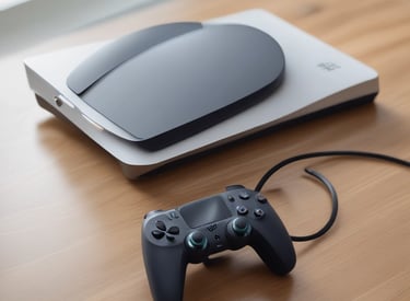 A creative workspace with gadgets and tech sketches on a desk.