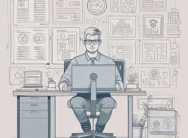 An artist's desk blending digital art on a tablet with traditional sketches and notes.