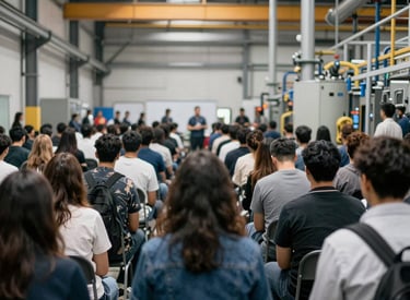 Technician installing biometric alcohol control device at industrial site.