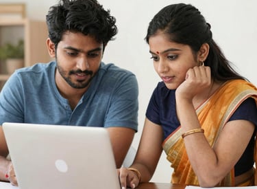 Friendly staff assisting a customer with government document applications in a bright office.