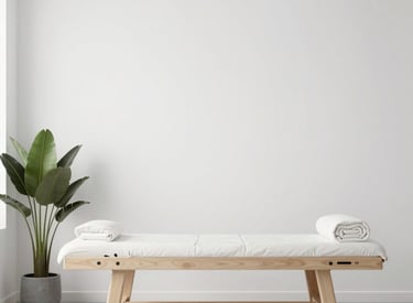 Modern clinic interior featuring art installations and calming colors.