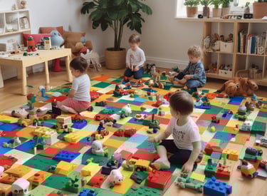 Brightly colored school bags hanging neatly on hooks in the store.