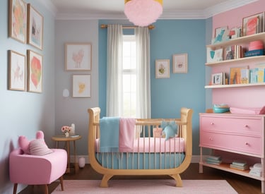 A cozy corner with baby products and soft toys arranged invitingly.