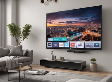 a person holding a remote control control of a smart tv