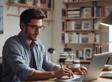 Friendly customer support agent assisting a client via headset in a bright office.