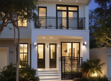 Luxurious townhouse nestled in a lush Miami neighborhood.