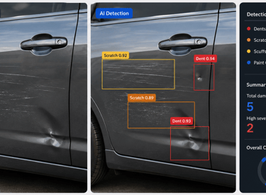 Detect scratches, dents, and impact damage from vehicle images for inspection workflows.