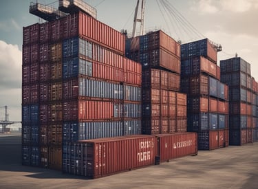 Warehouse staff handling container documentation and loading.