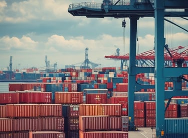 Customs officers inspecting shipping containers before clearance.