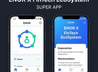 A sleek dark-themed dashboard interface of a fintech super app with deep purple and lime green highlights.