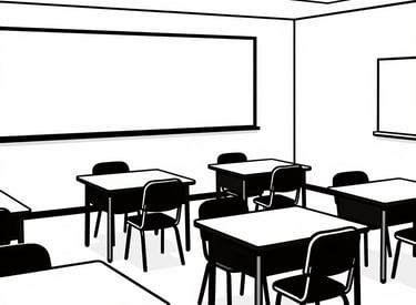 desks in classroom, as it illustrates the futuristic job opportunities for the modern world