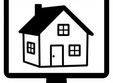 image of a house on a computer screen, illustrating personal virtual real estate