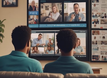 A communication tower stands tall against a clear blue sky, partially bordered by the silhouettes of lush trees.