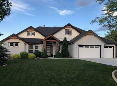 Beautiful brown and tan home exterior painting in Boise Idaho by Golden Hands Painting