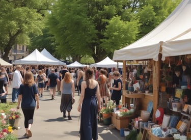 A lively scene from a weekend event with attendees enjoying interactive activities and group discussions.