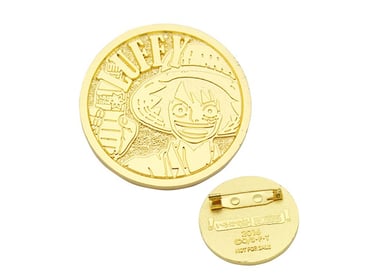 Die struck metal pin with antique brass finish