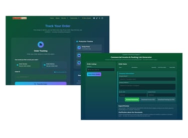 a set of three screens displaying a website page