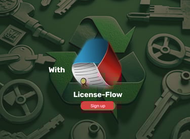 Eine Landing-Page mit Beta-Registrierung für eine Lizenz-Management-Software genannt License-Flow