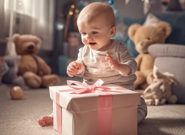 baby wearing Santa Claus outfit near Christmas tree