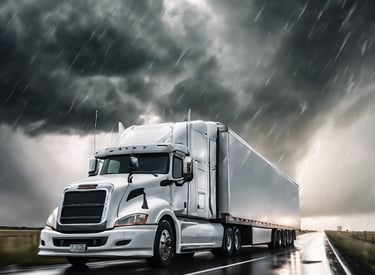 white trailer truck on road