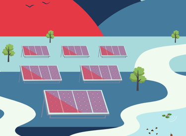 Une centrale solaire en autoconsommation collective captant l’énergie photovoltaïques.