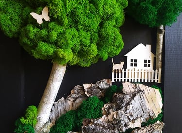 kompozycje obrazów z mchem