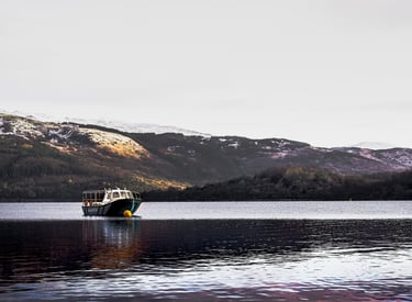 A floating boat on Loch Lomond