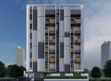 Hyderabad skyline with modern high-rise buildings and traditional architectural elements