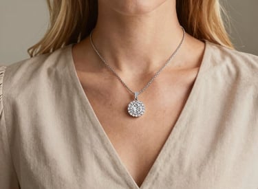 14K White Gold Sterling Silver 1CT Round Bezel Moissanite Necklace 