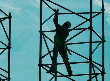 a man on a scaffold