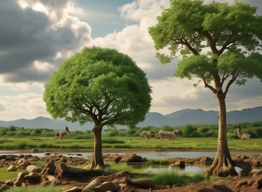 A person stands facing a blue wall covered with numerous yellow sticky notes arranged in a flowchart-like pattern. The notes are organized into categories with handwritten titles like 'Environment', 'Society', and 'Healthcare'.