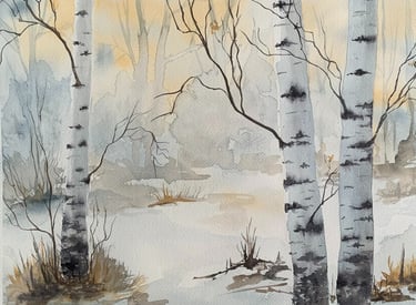 vinter, björkar