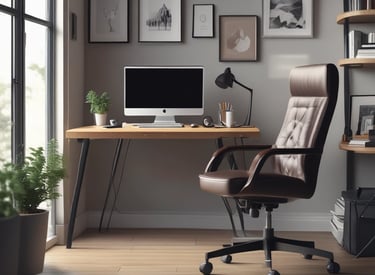 A sleek, ergonomic office chair displayed in a modern workspace with natural light.