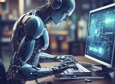 An abstract, pastel-colored, 3D-rendered representation of data analysis and search engine optimization (SEO). The image features a computer interface with various analytics symbols, including a magnifying glass, bar charts, pie charts, and a search bar with the text 'SEO'. Surrounding the interface are different objects such as a potted plant, a cup with a saucer, and a megaphone, all placed on a light green background.