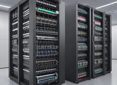 A photo of a networking team collaborating.