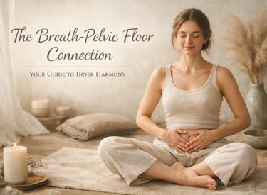 A woman practicing pelvic floor breathing exercises in a calm yoga space for inner harmony.