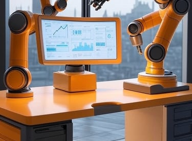 a desk with a monitor and a monitor screen